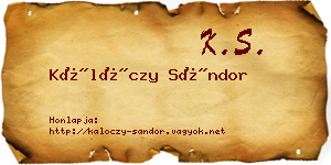 Kálóczy Sándor névjegykártya